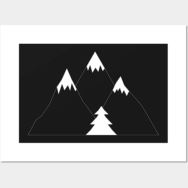 Mountains White Wall Art by Bongonation